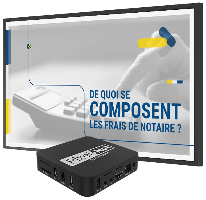 Pixel-Not-Office-Notarial-videos-pedagogiques écran pixel-not salle d'attente vidéo pédagogique