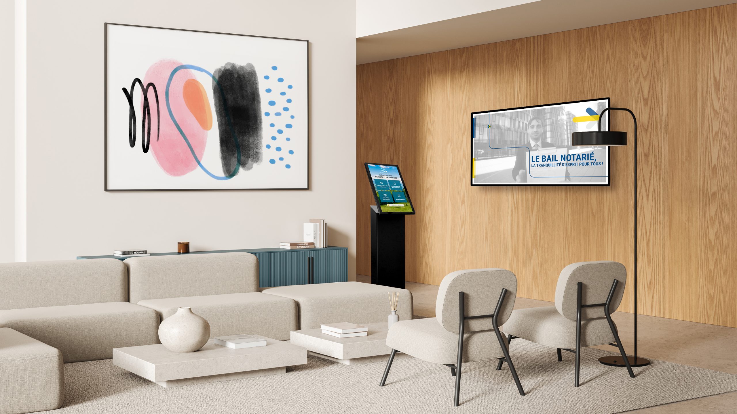Communication salle d'attente Pixel-Not office notarial