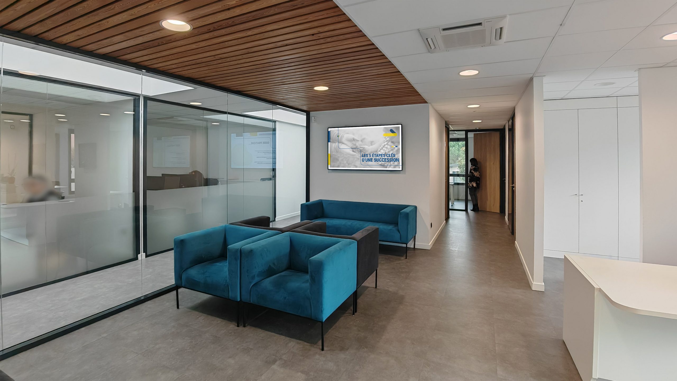 écrans dynamiques salle d'attente office notarial via no maitre calmel millau